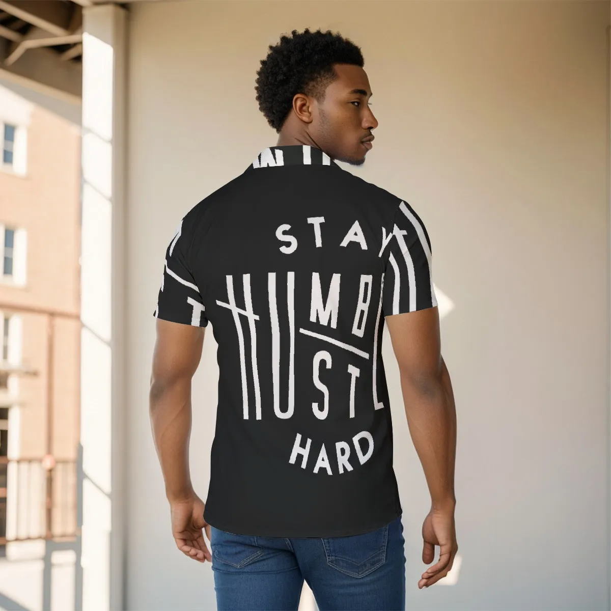 All-Over Print Men's Shirt J 32 stay humble, stay hard, print