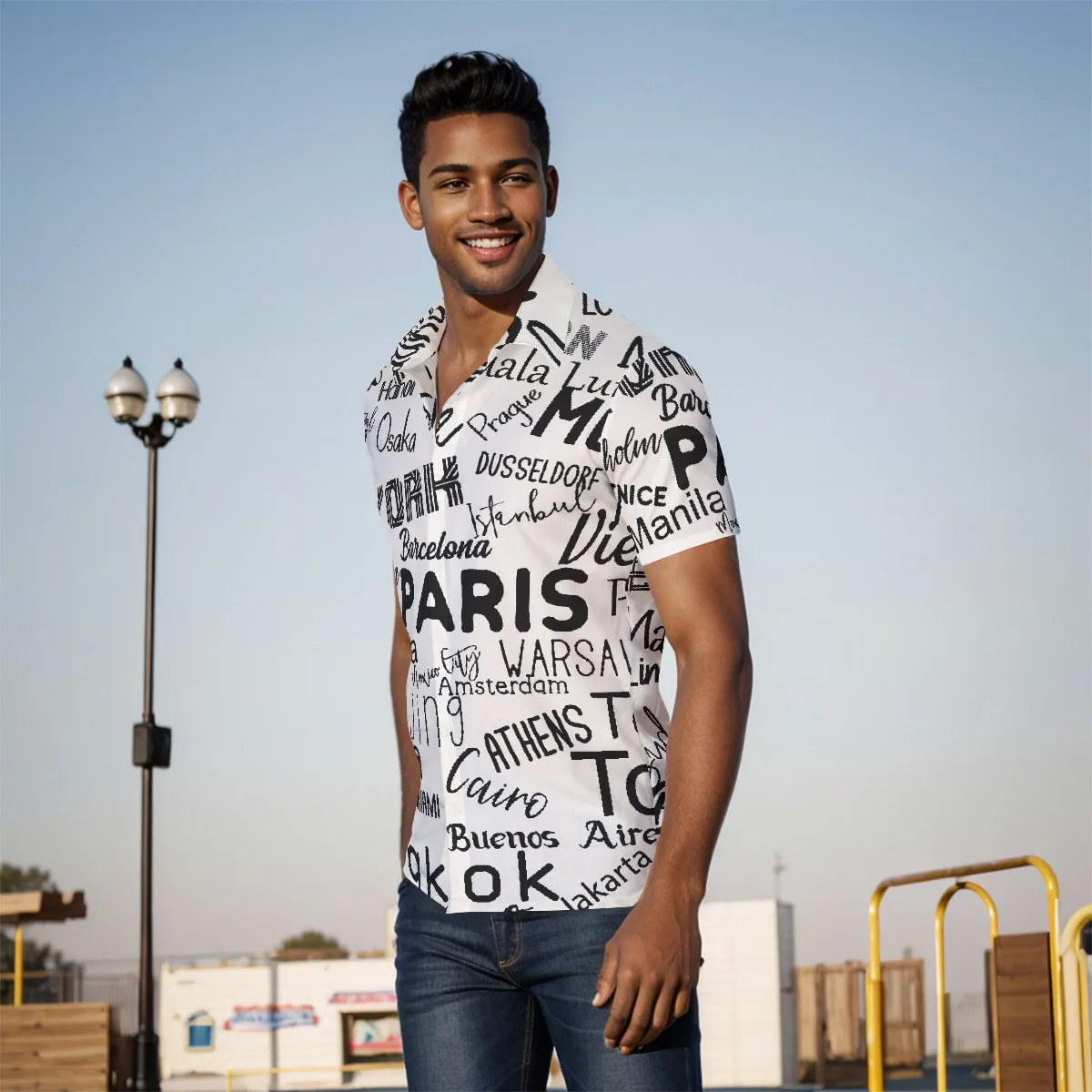 All-Over Print Men's Shirt  J 63 world countries, names, shirt