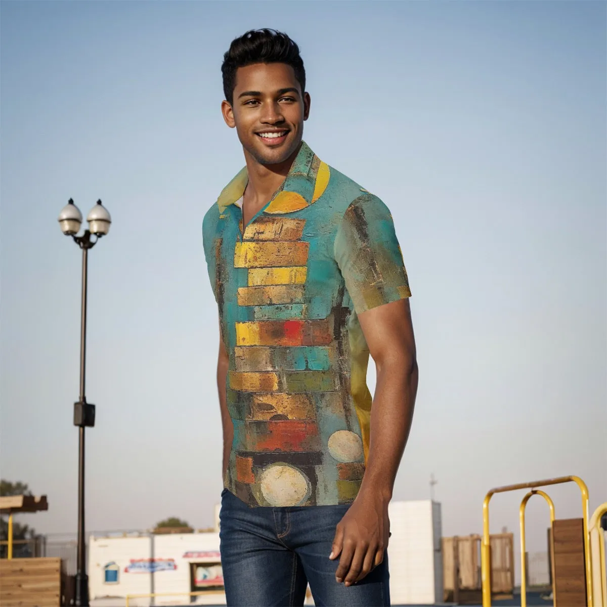 All-Over Print Men's Shirt multicolored abstract J 52