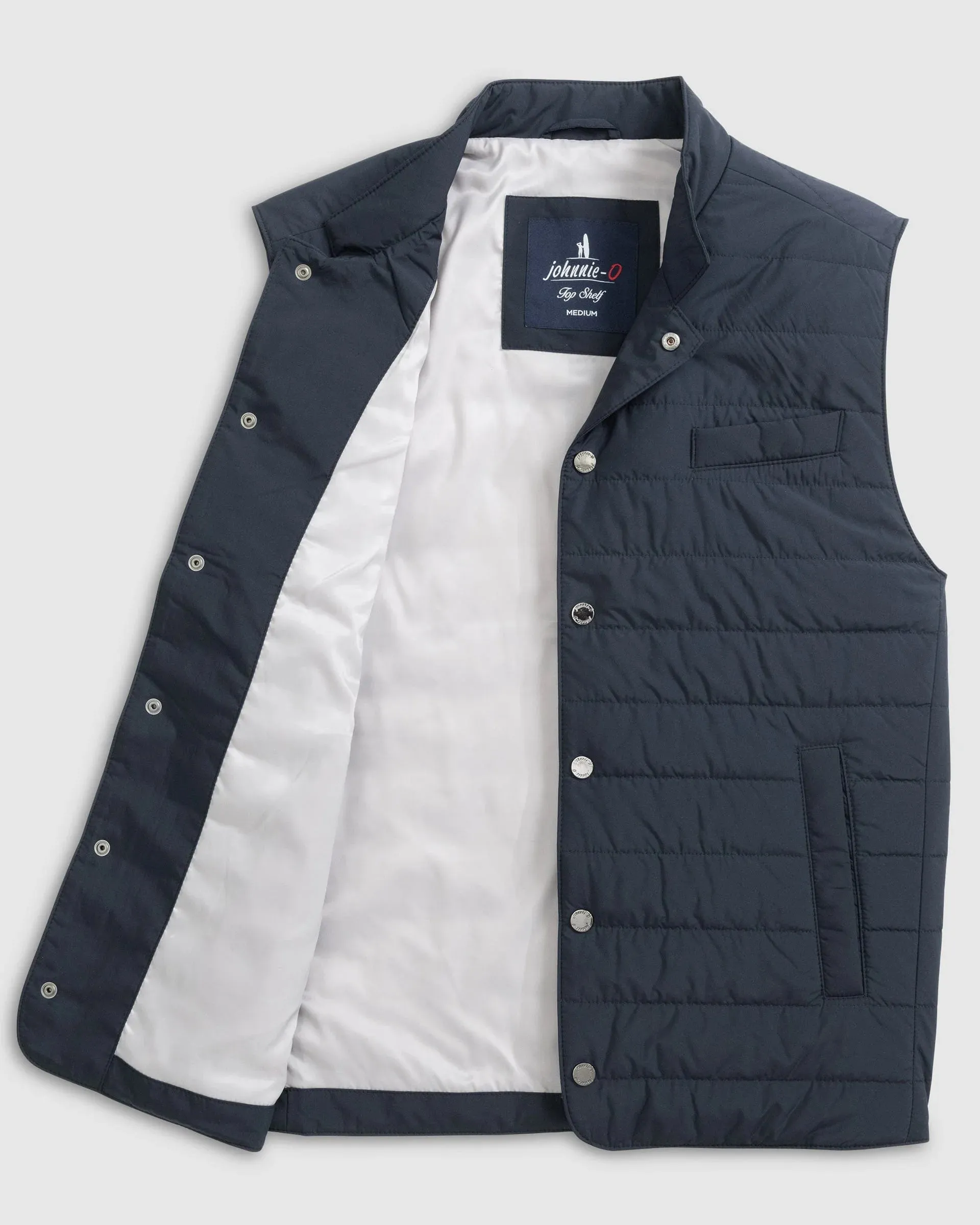 Apo Quilted Button Up Vest in Navy by Johnnie-O