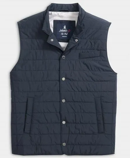 Apo Quilted Button Up Vest in Navy by Johnnie-O