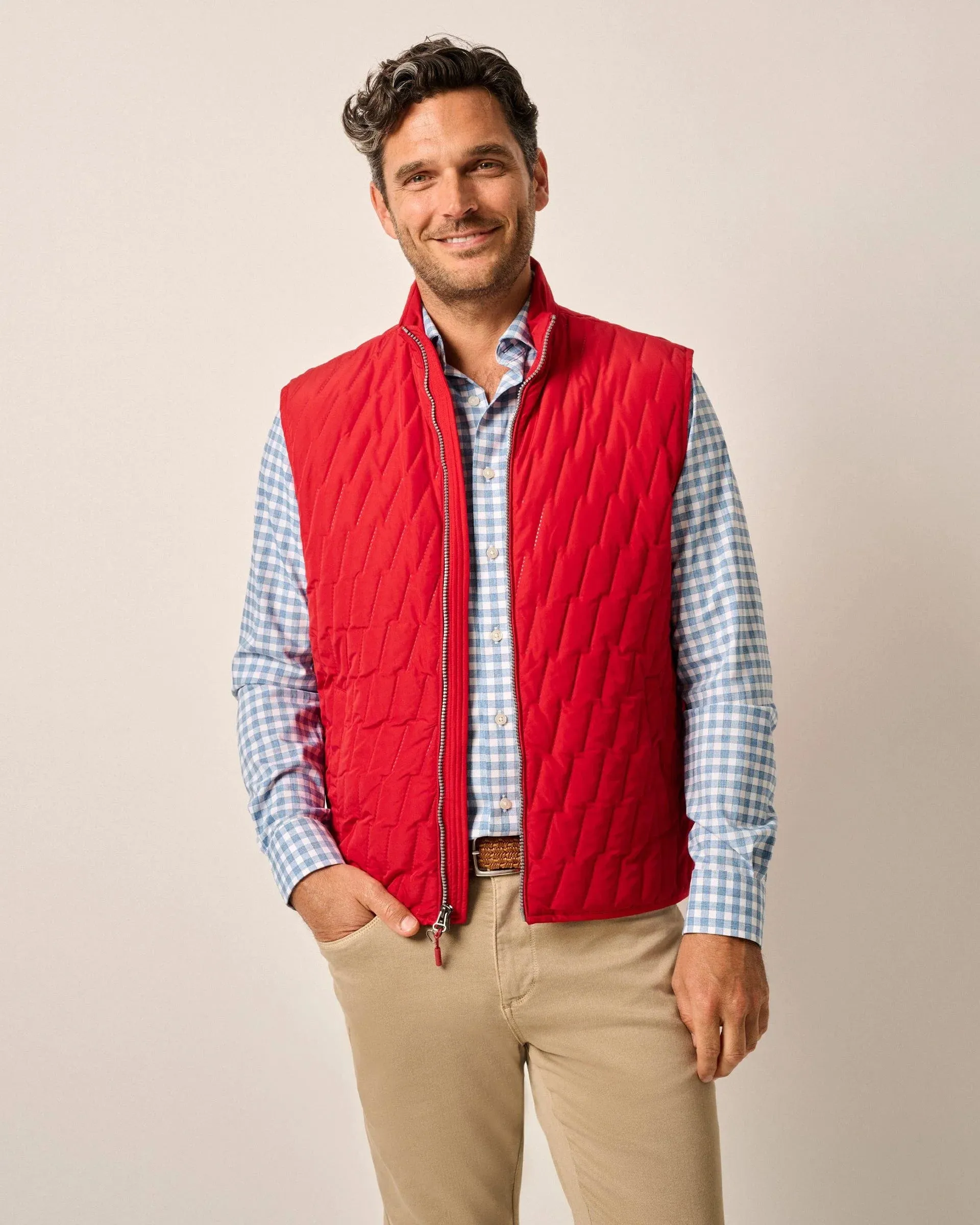 Belfry Quilted Puffer Vest in Cardinal by Johnnie-O