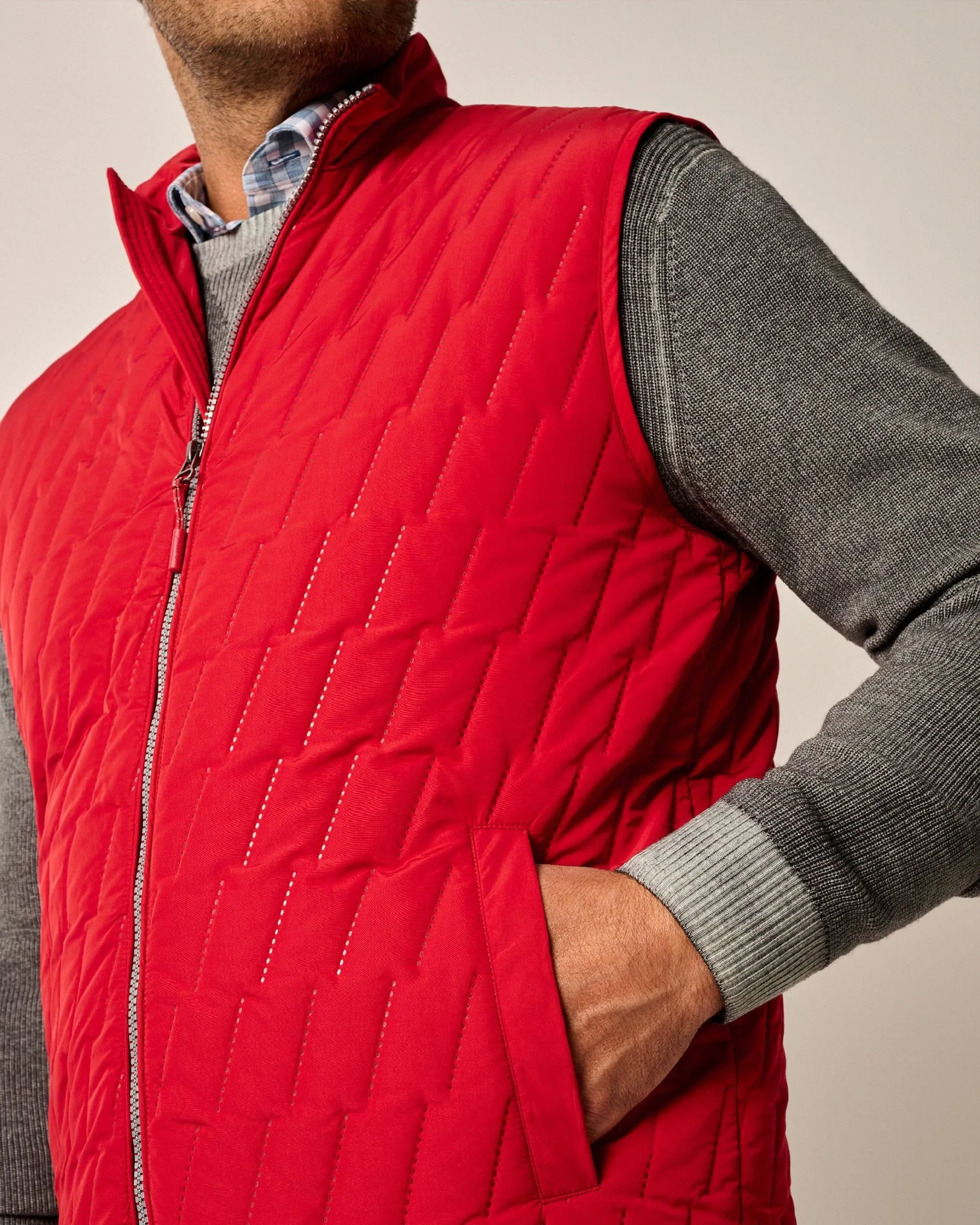 Belfry Quilted Puffer Vest in Cardinal by Johnnie-O