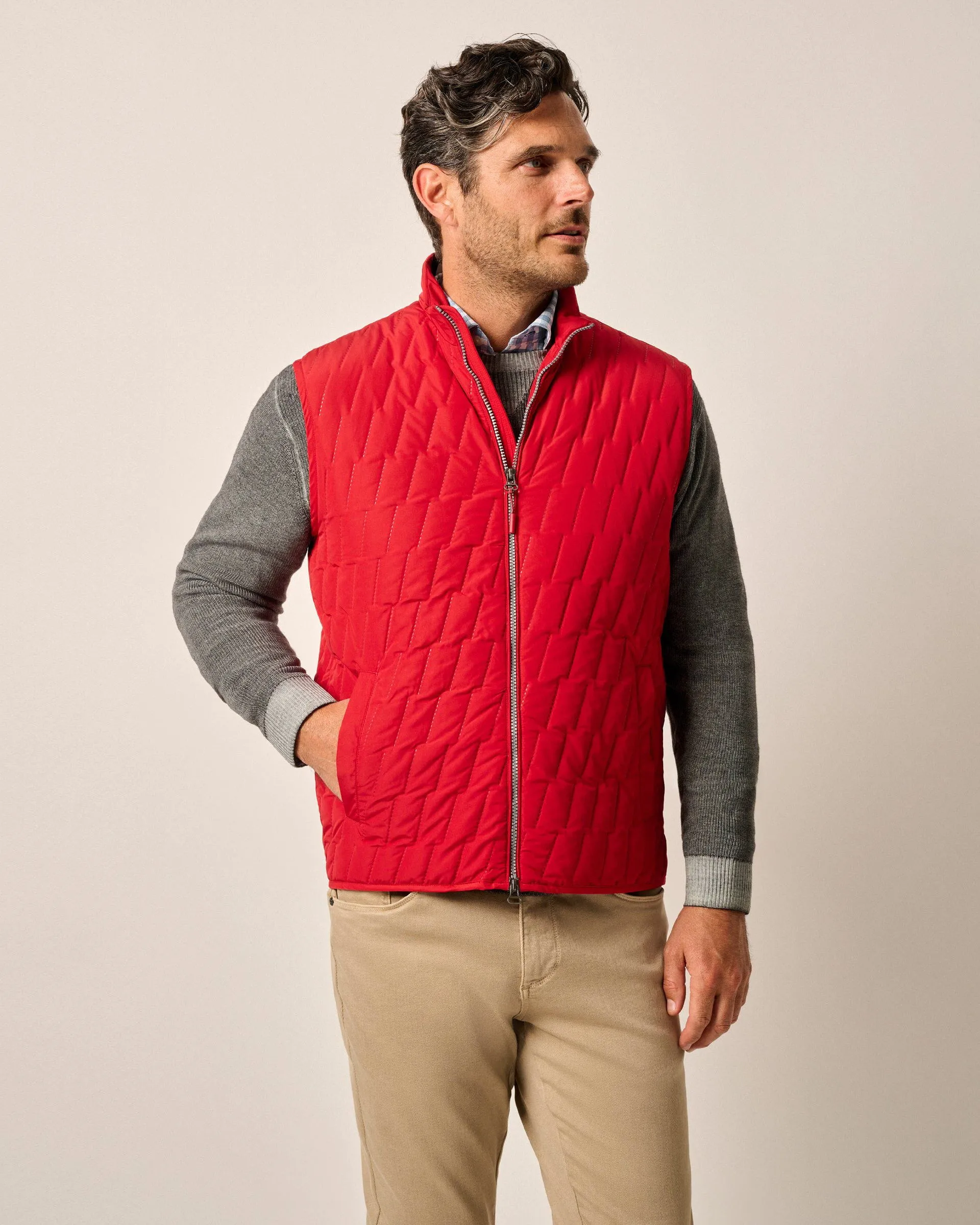 Belfry Quilted Puffer Vest in Cardinal by Johnnie-O