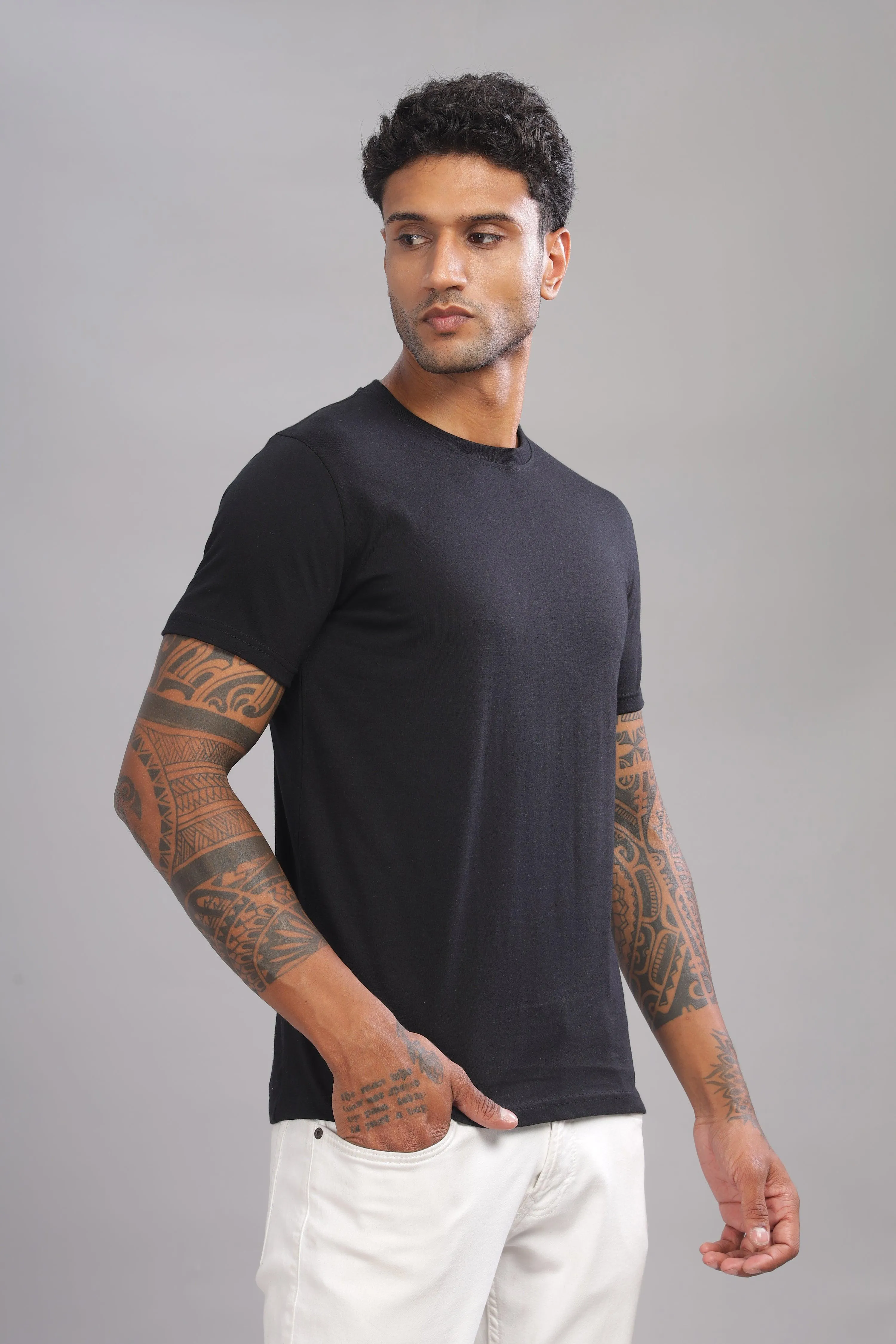 Best Tee - Black Men's Premium Cotton Crew Neck T-Shirts