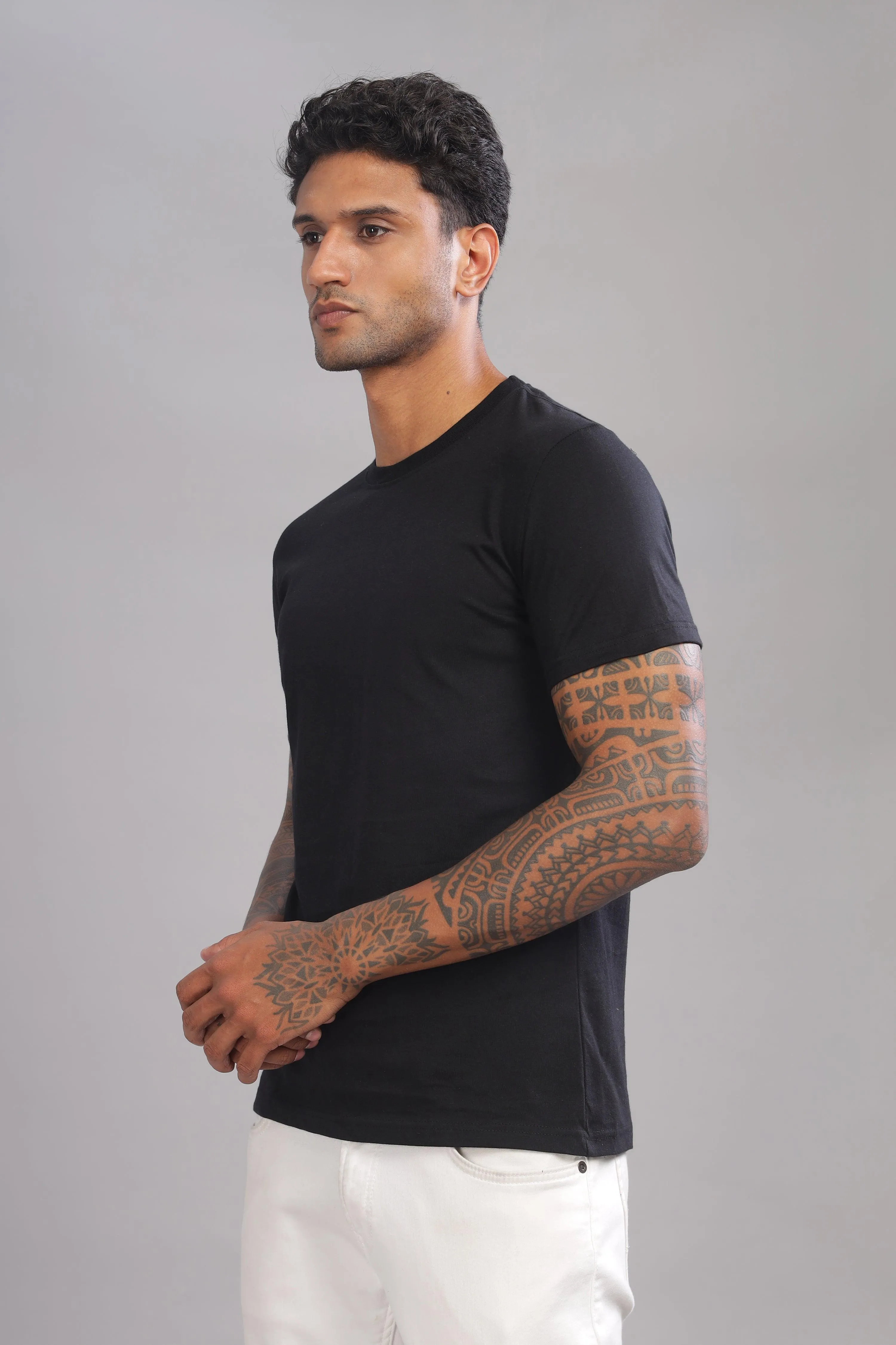 Best Tee - Black Men's Premium Cotton Crew Neck T-Shirts