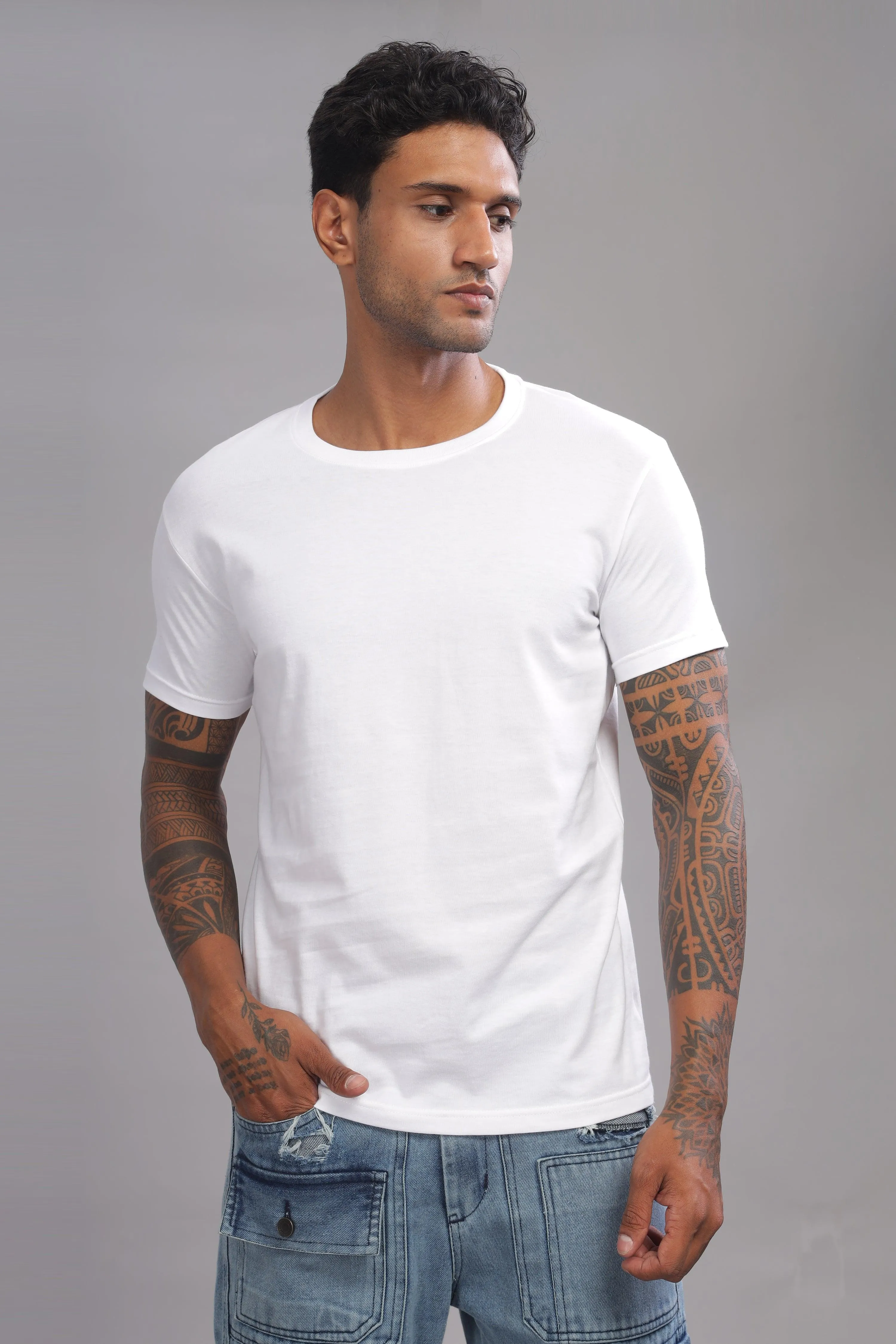 Best Tee - White Men's Premium Cotton Crew Neck T-Shirts