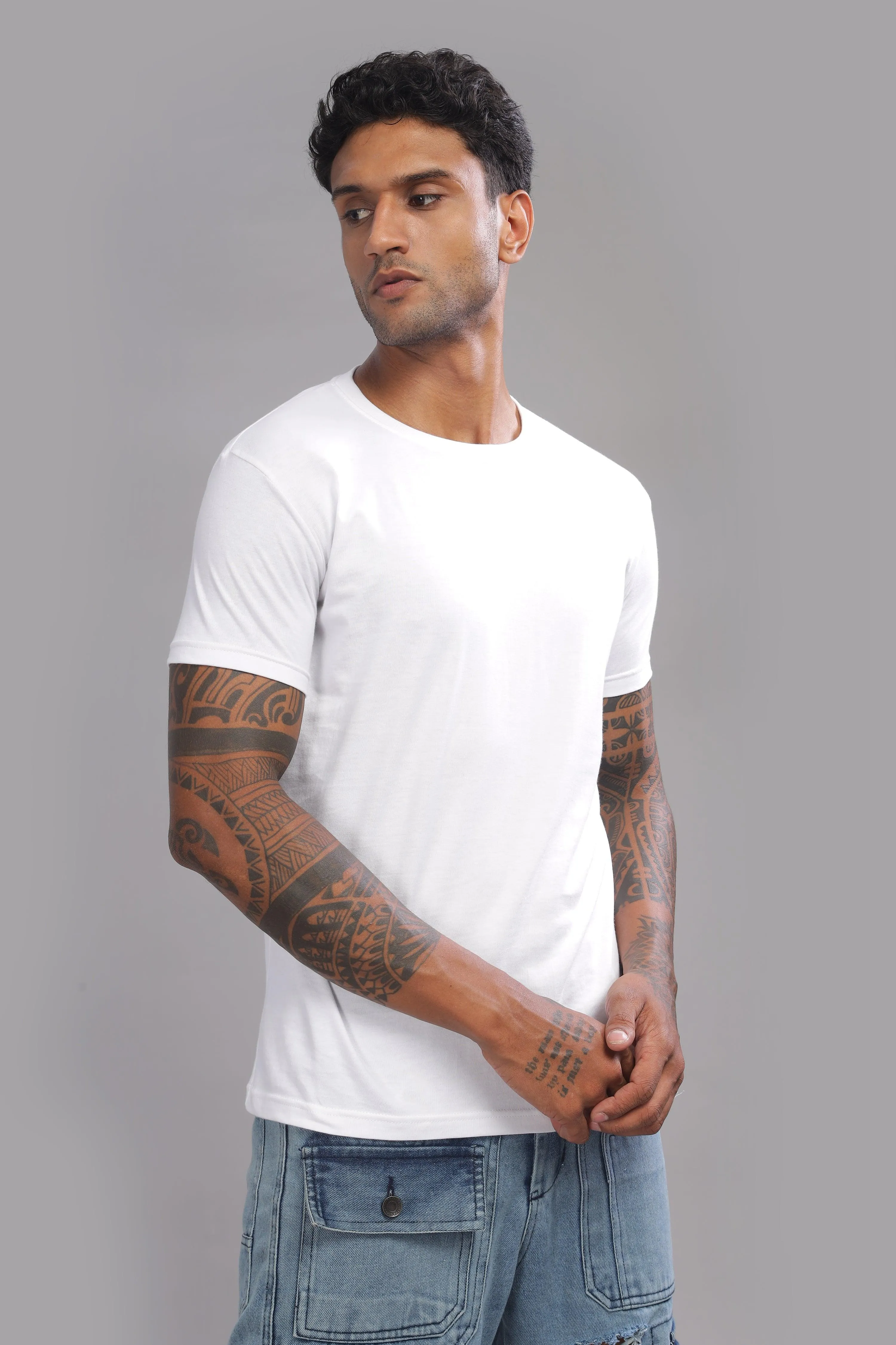 Best Tee - White Men's Premium Cotton Crew Neck T-Shirts