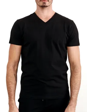 Black Stretch Pima V-Neck Tee