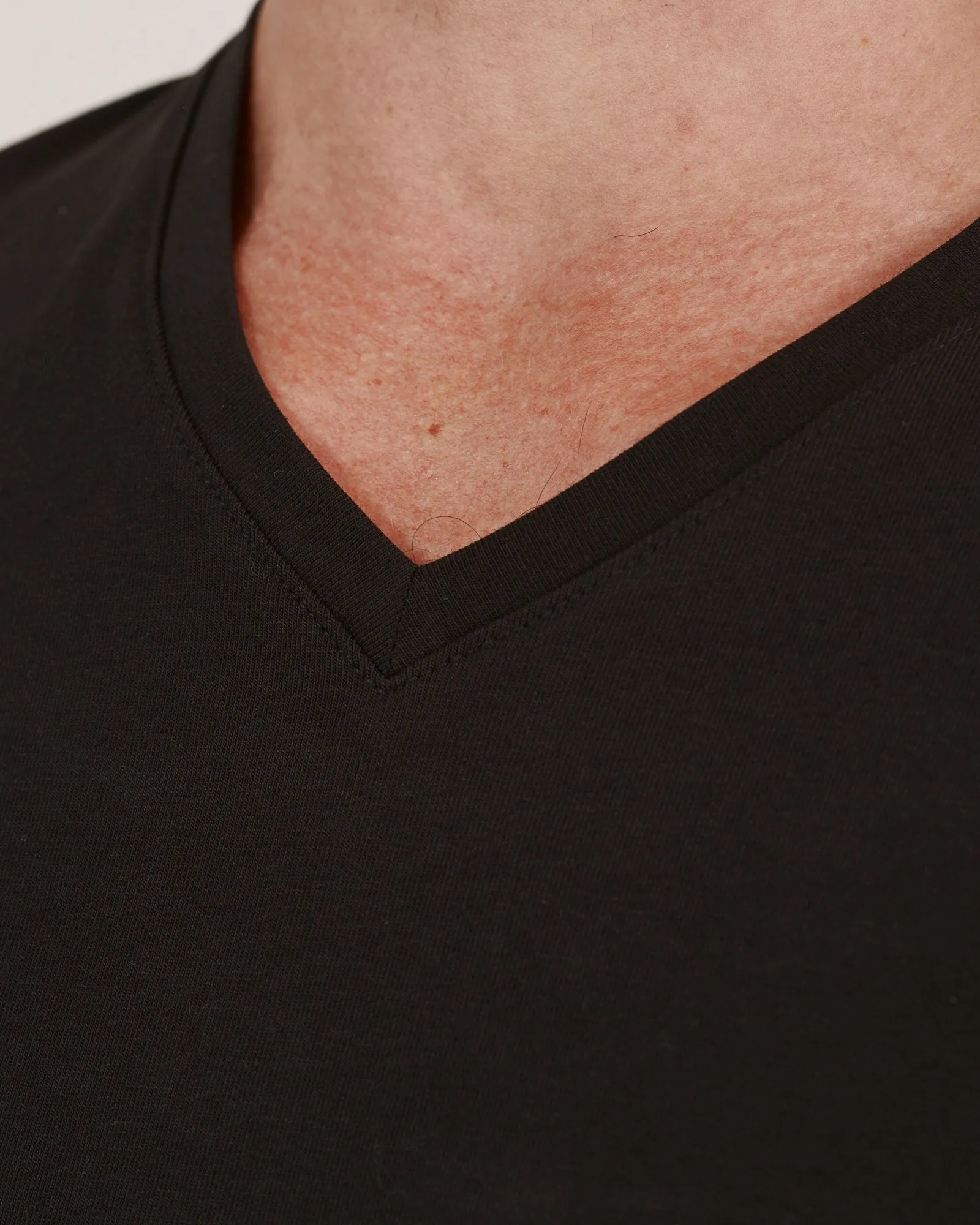 Black Stretch Pima V-Neck Tee