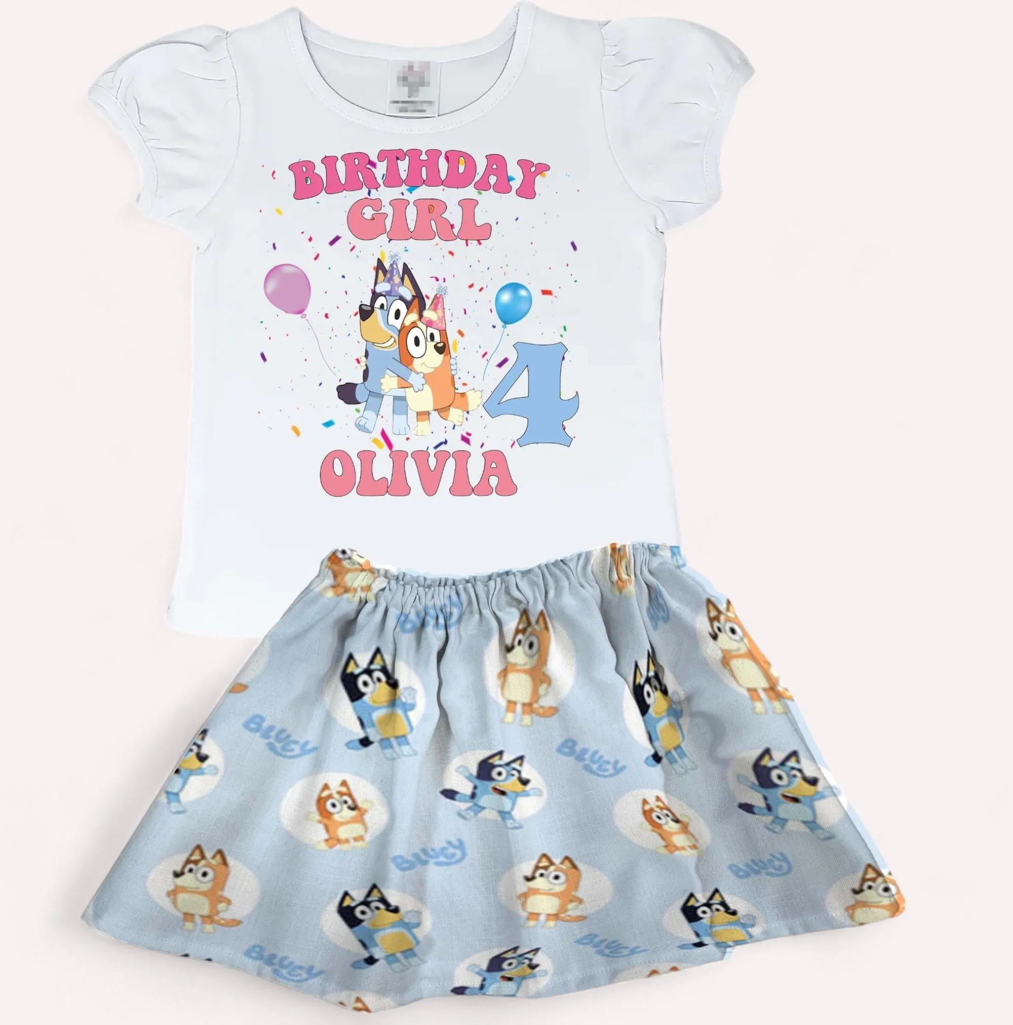 Blue Dog  birthday outfit, Blue dog skirt and shirt, Girls birthday shirt