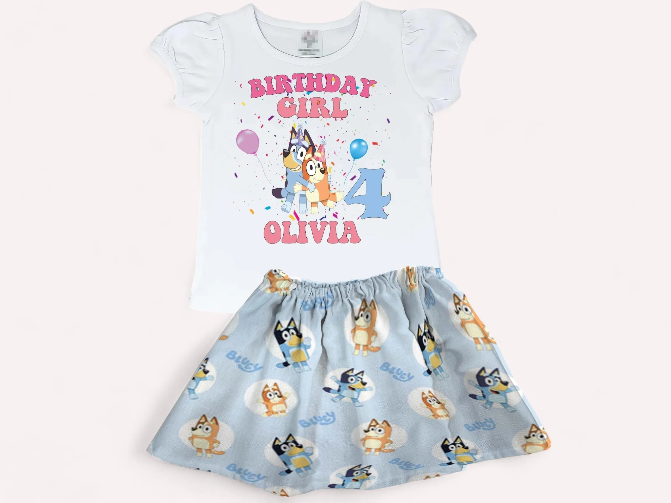 Blue Dog  birthday outfit, Blue dog skirt and shirt, Girls birthday shirt