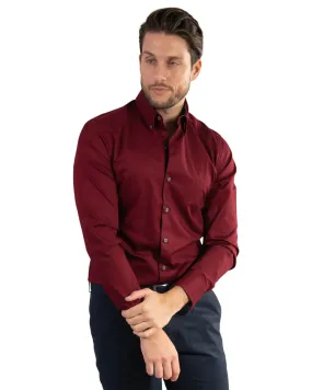 Bordeaux Cotton Twill Button Down Shirt