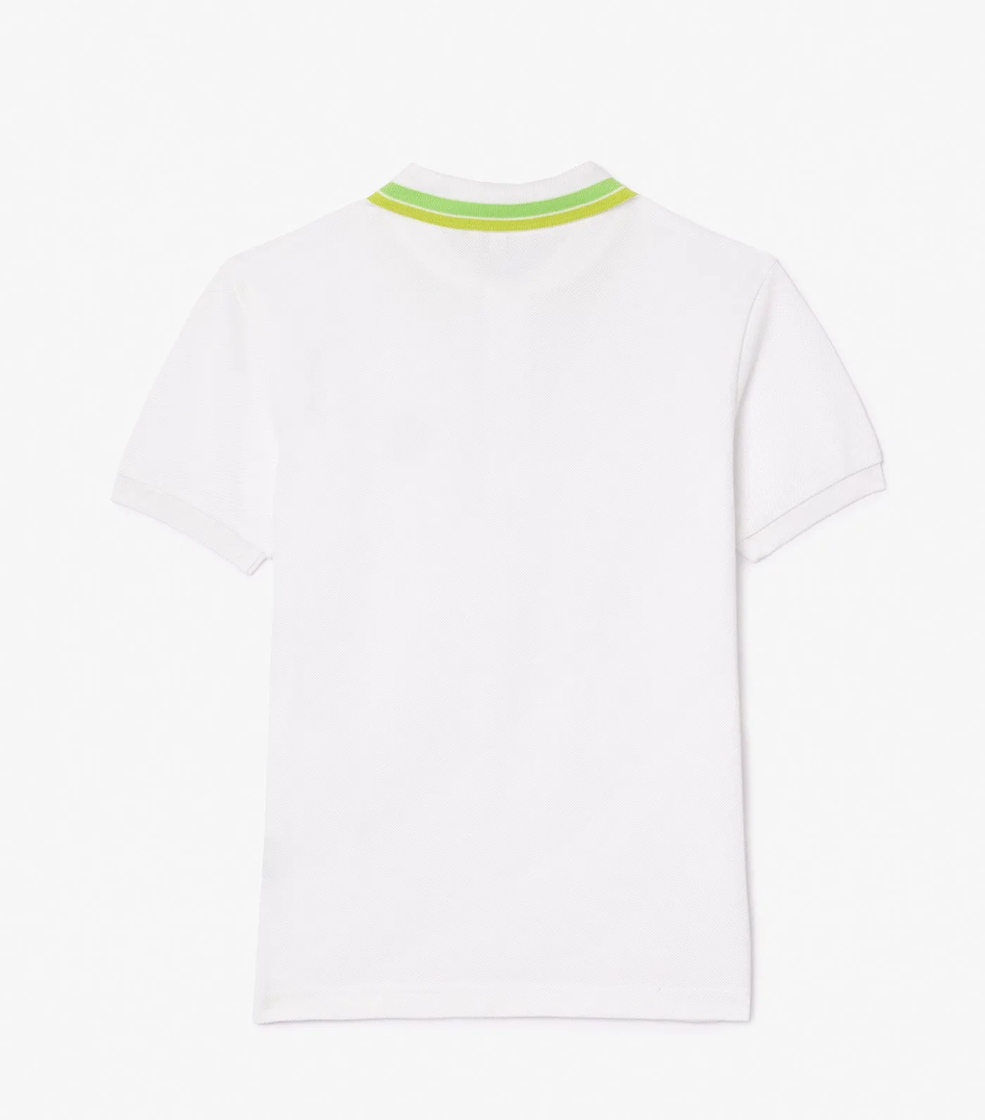 Boys' Lacoste Tricolor Collar Cotton Petit Piqué Polo Shirt White/Brasilia-White-Fire