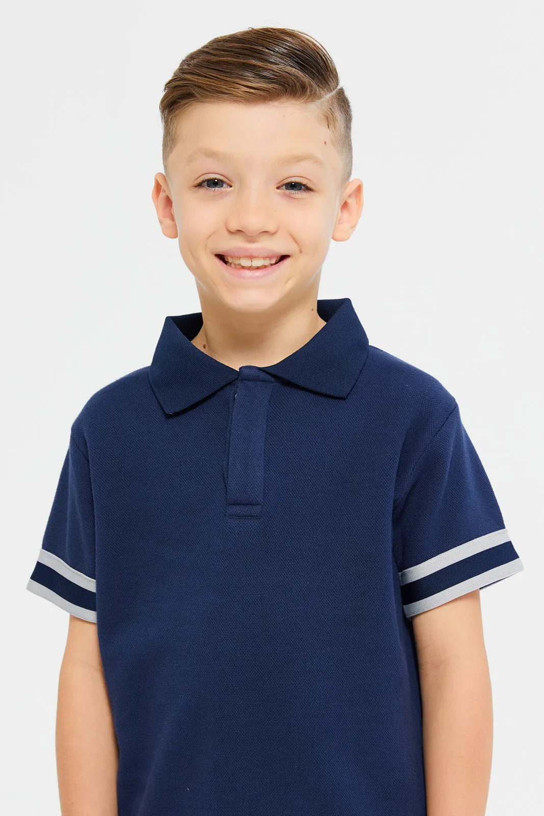 Boys Navy Plain Polo T-Shirt