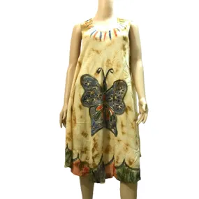 Butterfly Print Embroidered Dress