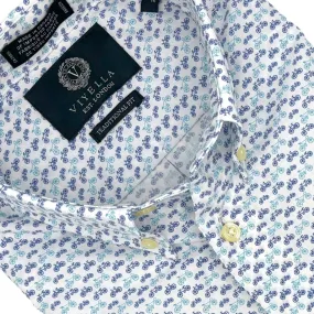 Button-Down Men's Short Sleeve Shirts - Blue Bicycle Print