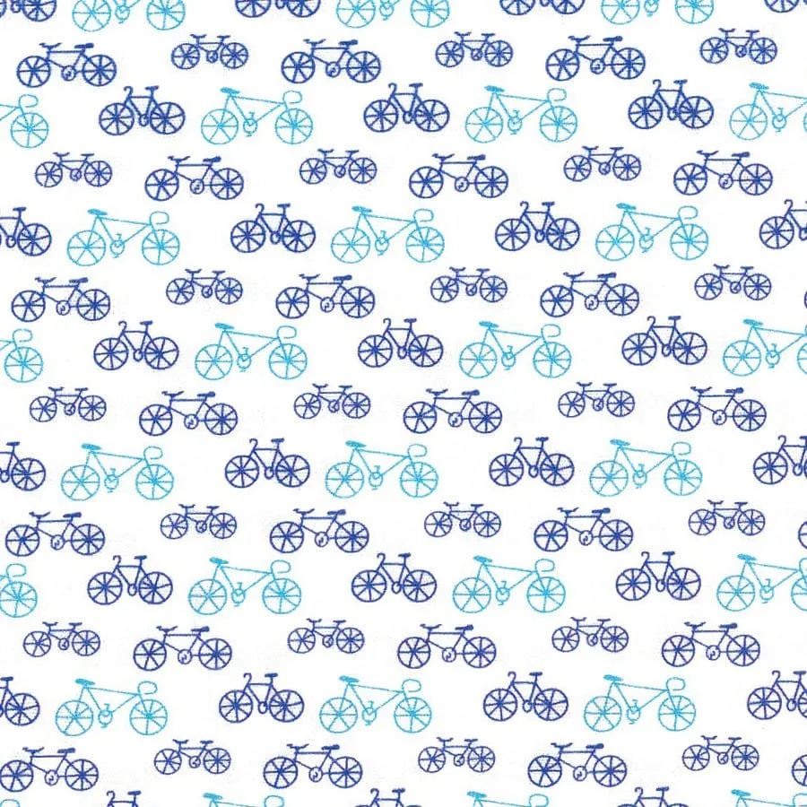 Button-Down Men's Short Sleeve Shirts - Blue Bicycle Print