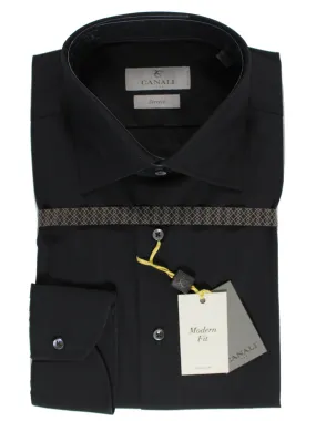 Canali Shirt Black Stretch - Modern Fit 43 -17 SALE