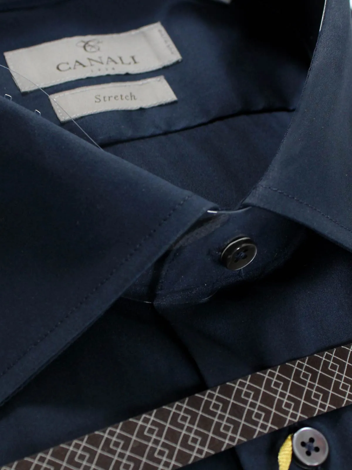 Canali Shirt Midnight Blue Stretch - Modern Fit 40 - 15 3/4 SALE