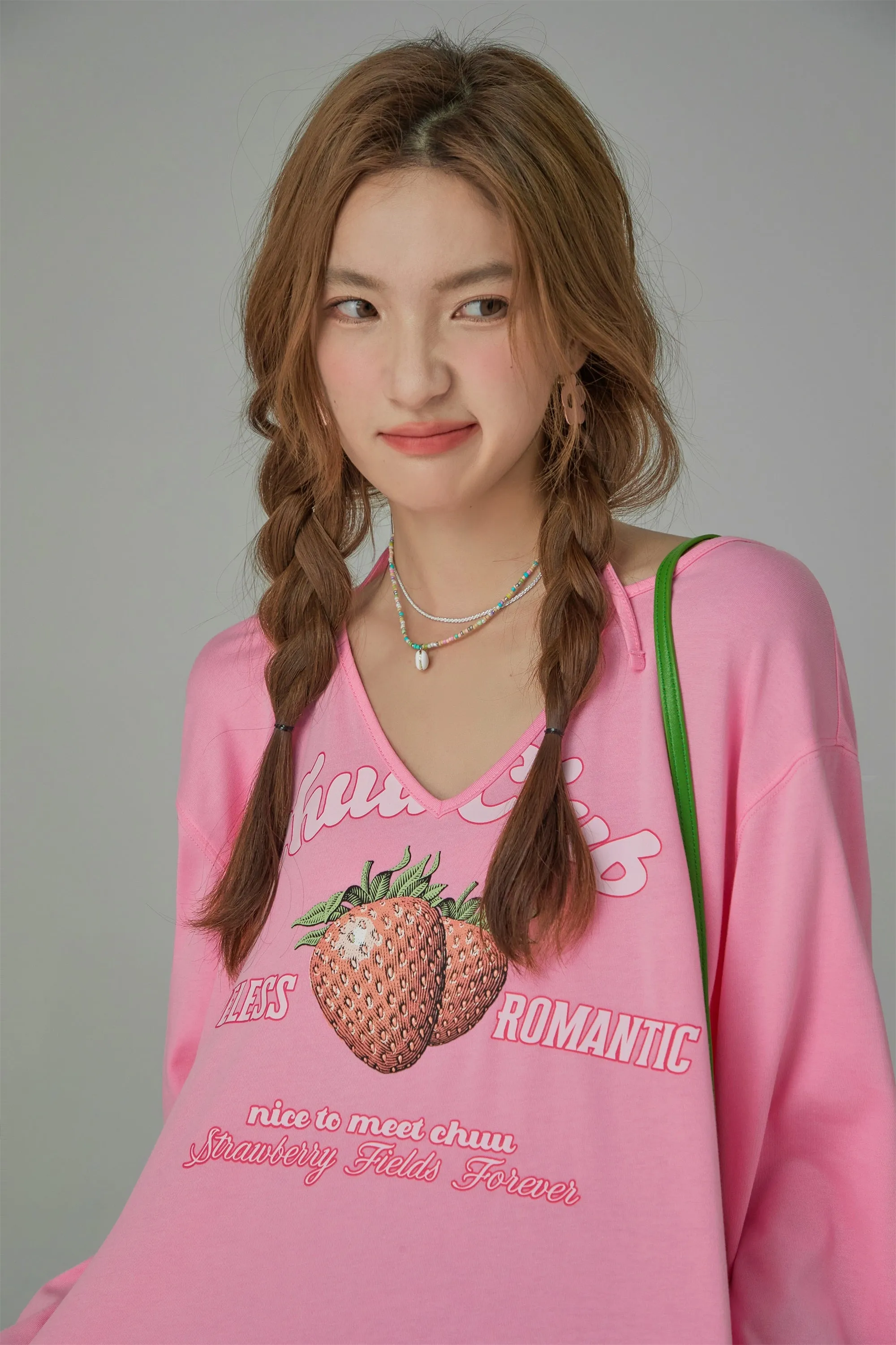 Chuu Club Strawberry V-Neck T-shirt