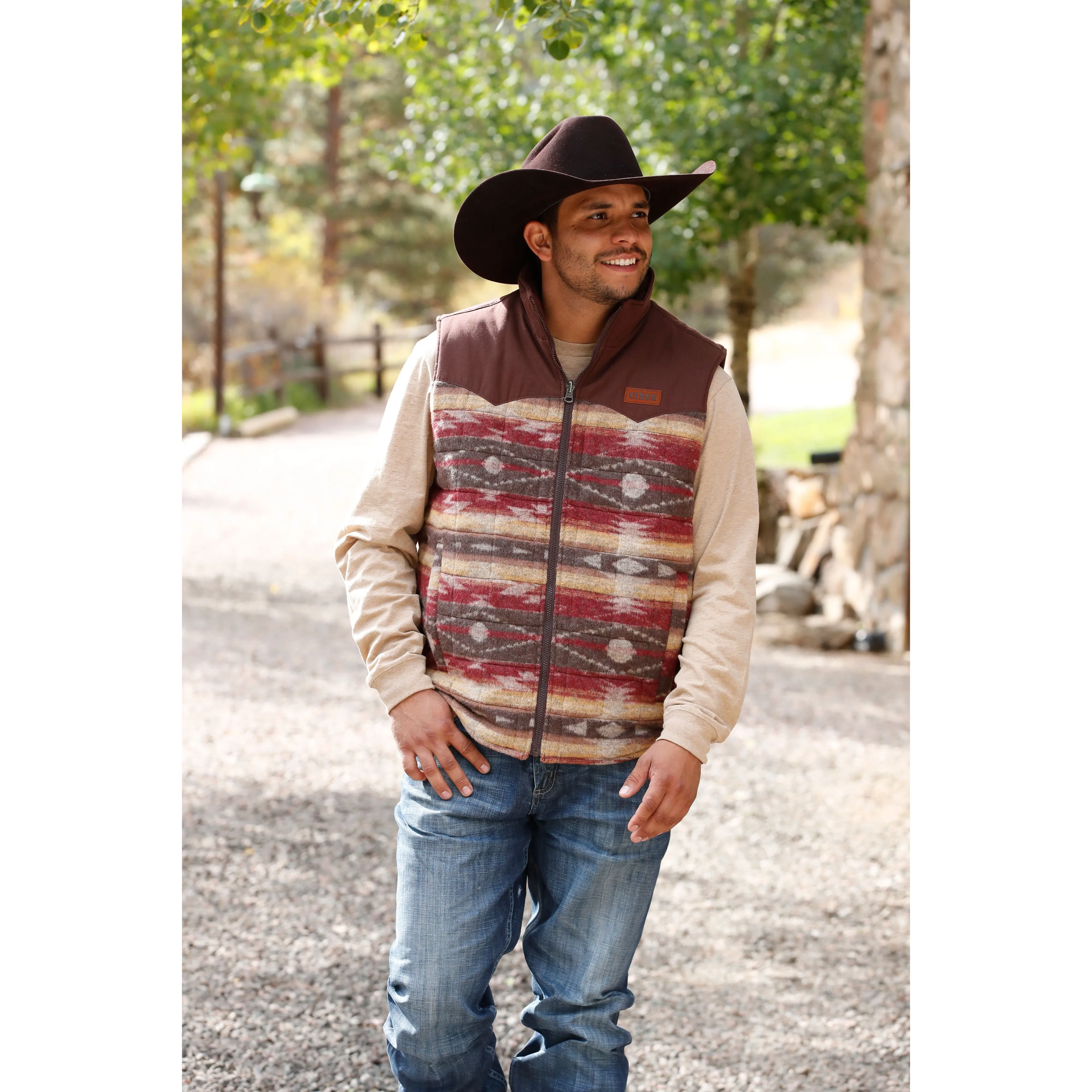 Cinch Men's Burgundy Quilted Reversible Vest