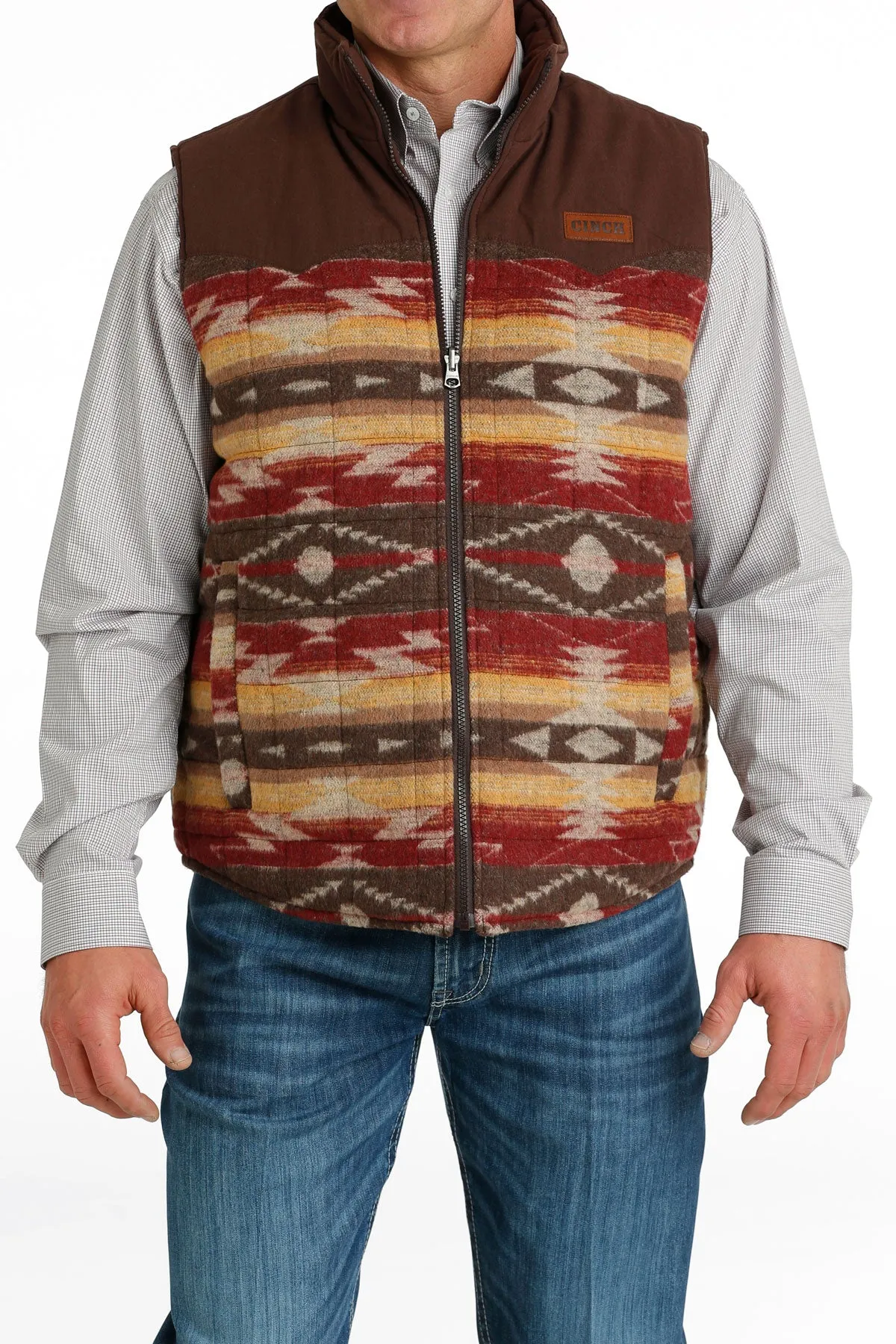 Cinch Men's Burgundy Quilted Reversible Vest