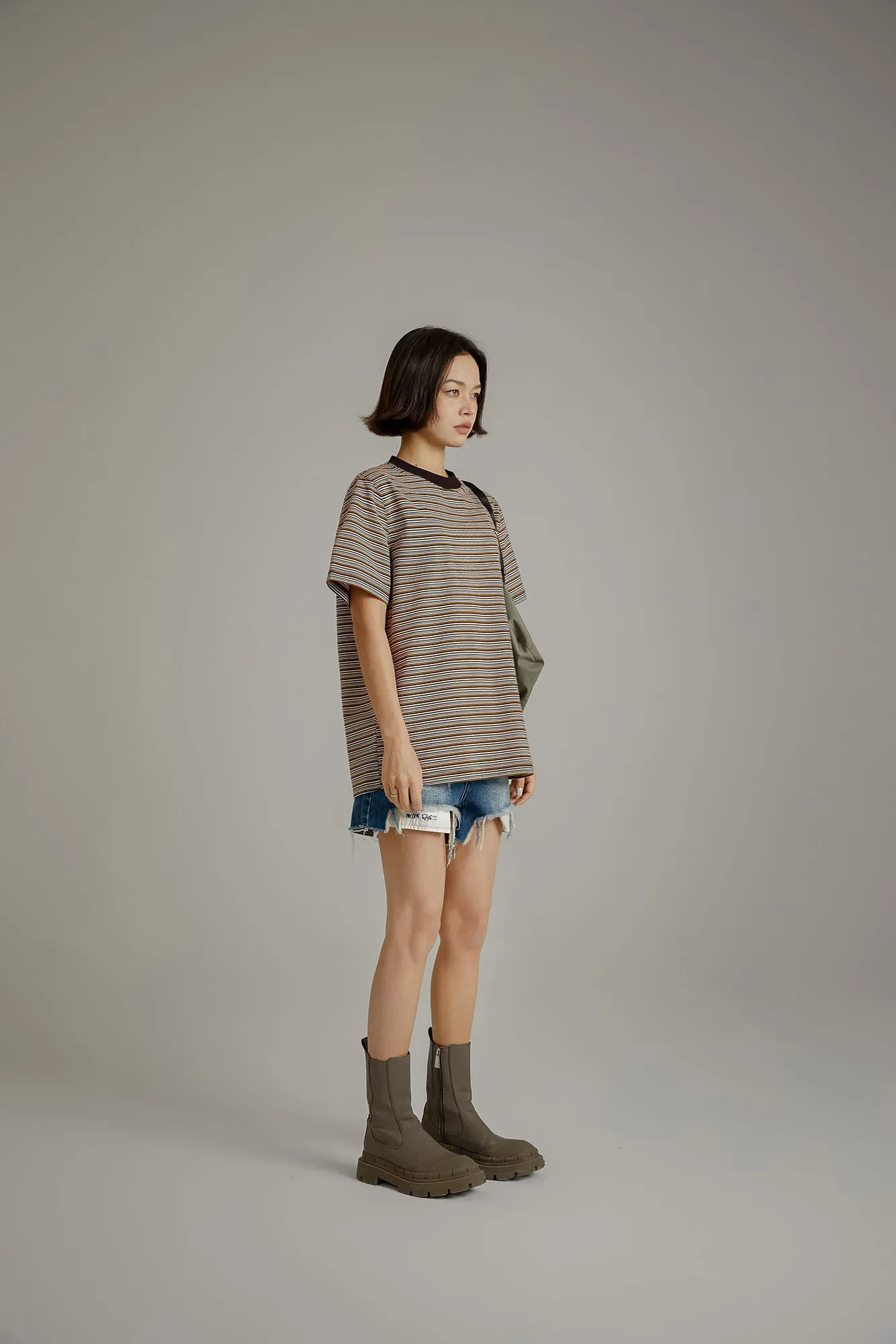 Colorblocked Striped Short Sleeve T-Shirt