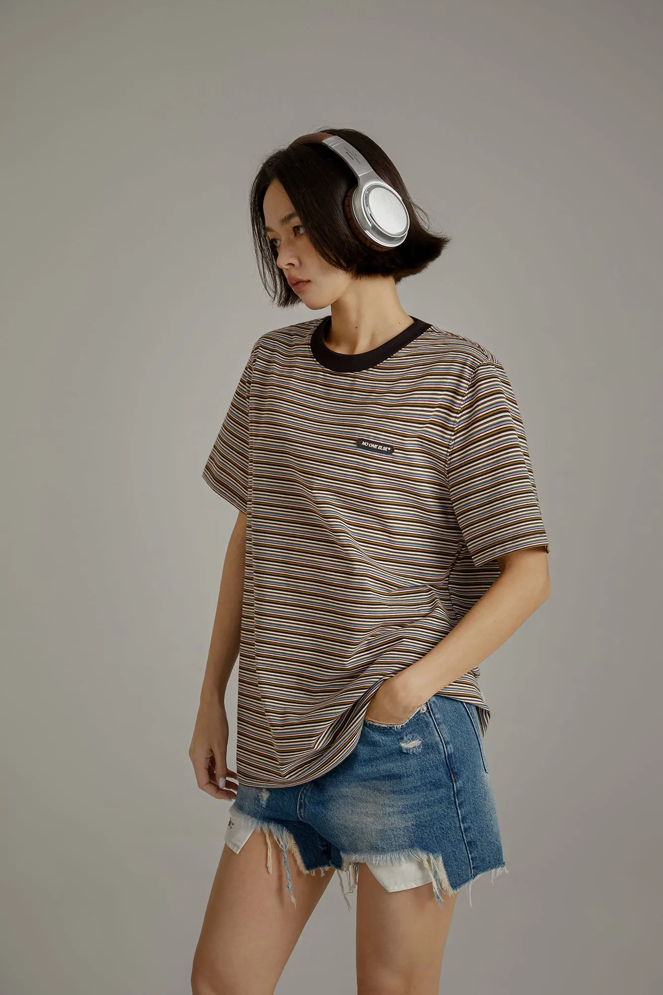 Colorblocked Striped Short Sleeve T-Shirt