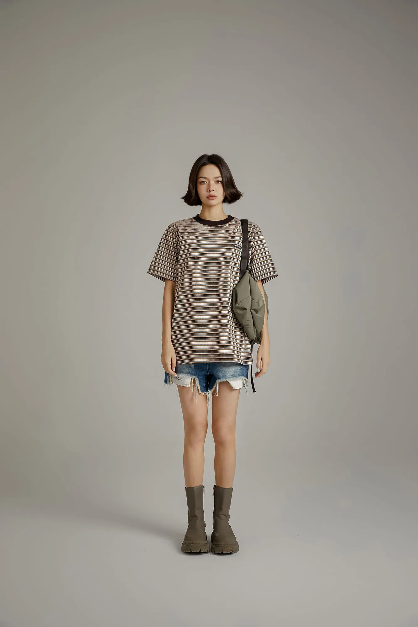 Colorblocked Striped Short Sleeve T-Shirt