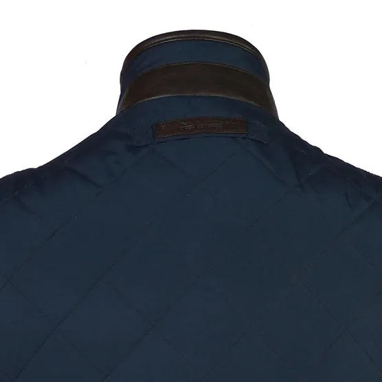 Contrasting Trims Block Blue Puffer Vests