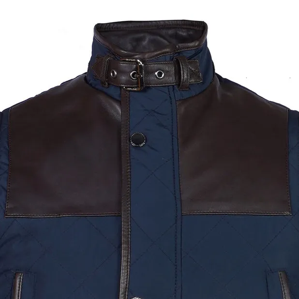 Contrasting Trims Block Blue Puffer Vests