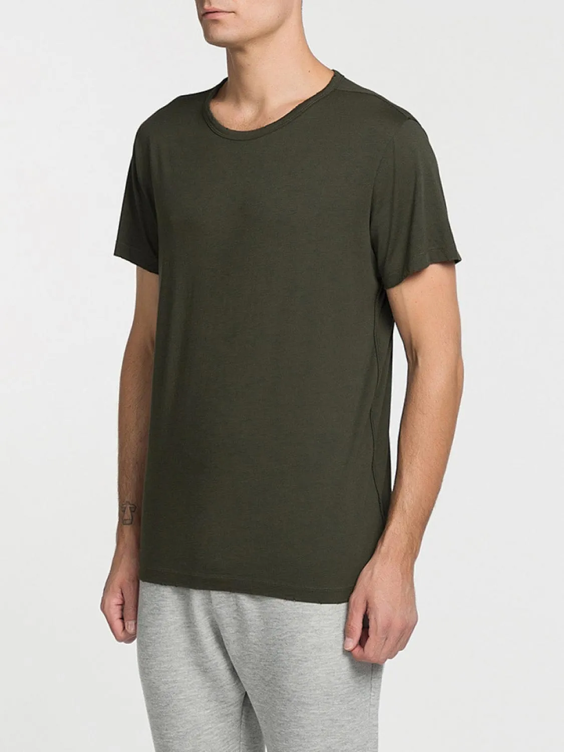 Crew Neck Regular Fit Organic Cotton T-shirt Military Khaki