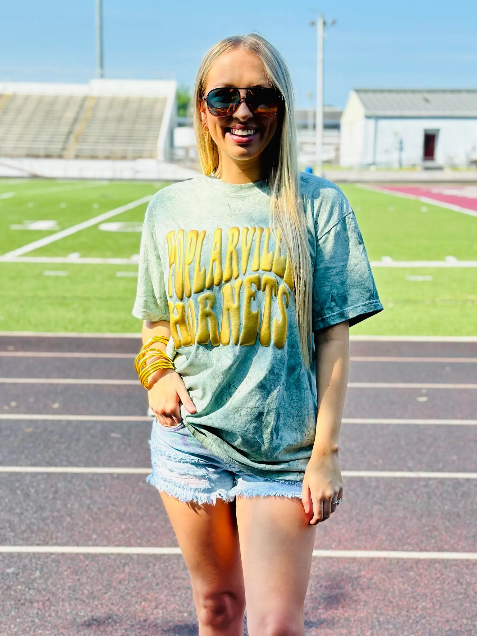 Custom School Retro Wavey Puff Acid Washed Tee