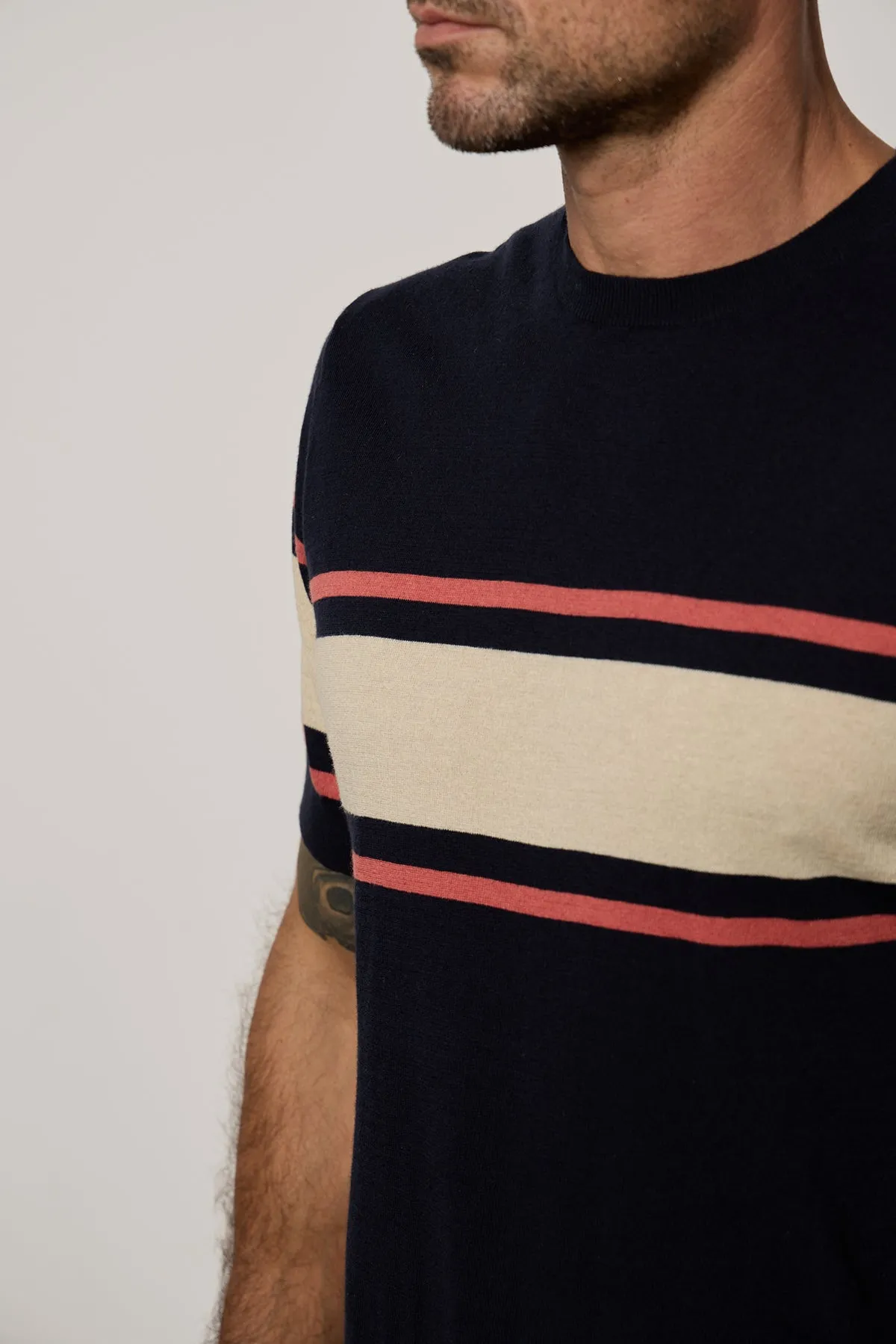 DEXTER LINEN BLEND STRIPED CREW