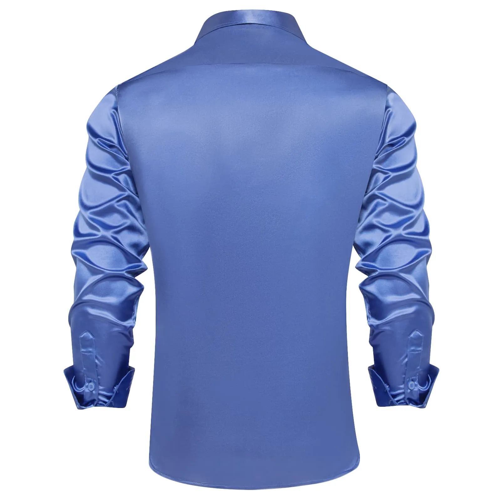 DiBanGu Blue Shirt Azure Solid Men's Long Sleeve Button Up Collared Shirt Top