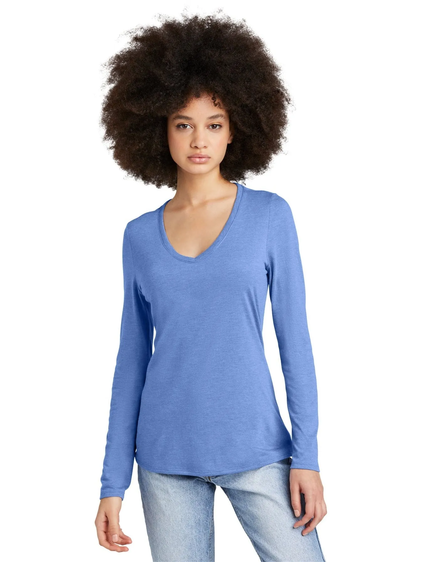 District Ladies Perfect Tri Long Sleeve V-Neck Tee