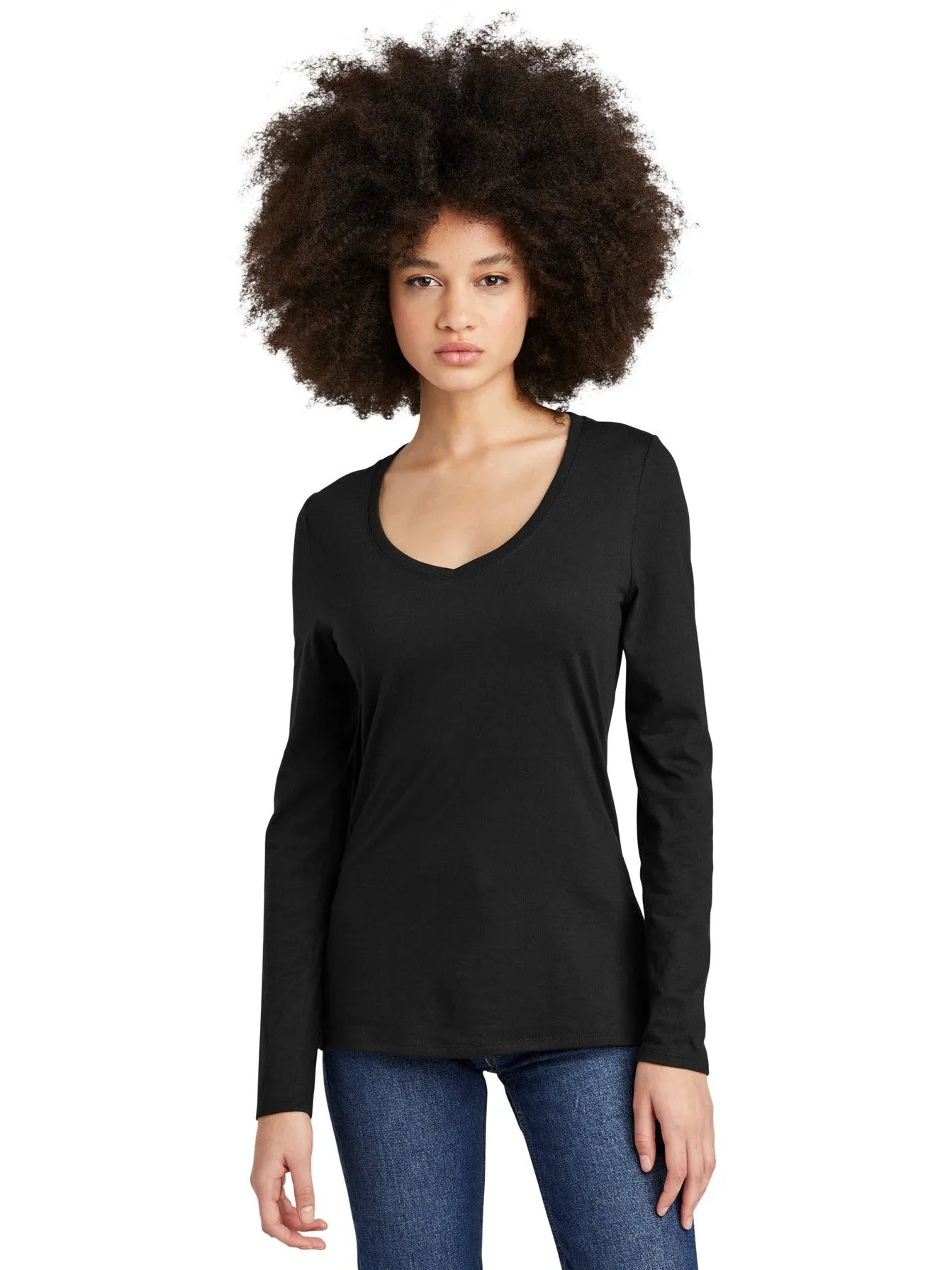 District Ladies Perfect Tri Long Sleeve V-Neck Tee