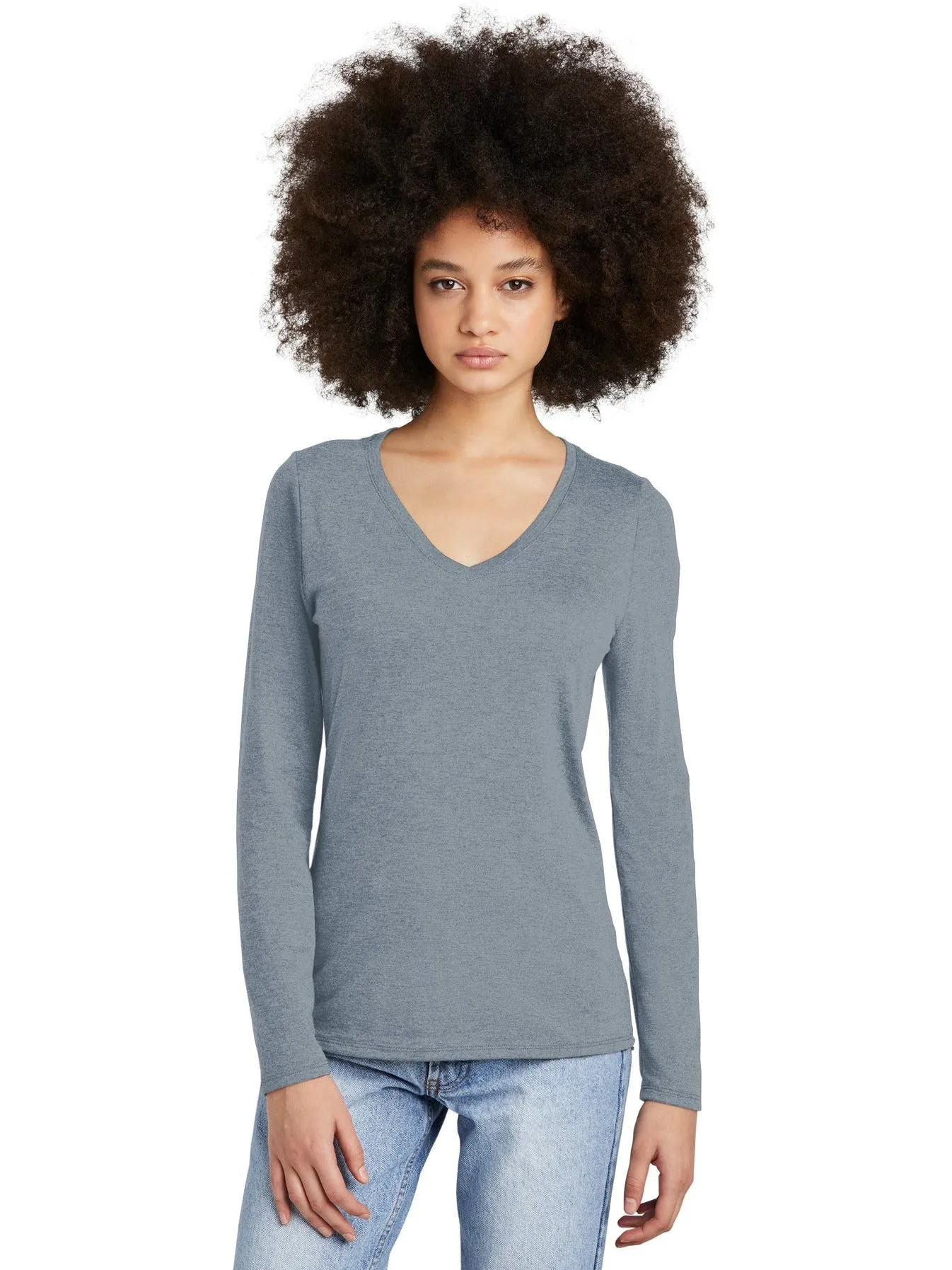 District Ladies Perfect Tri Long Sleeve V-Neck Tee