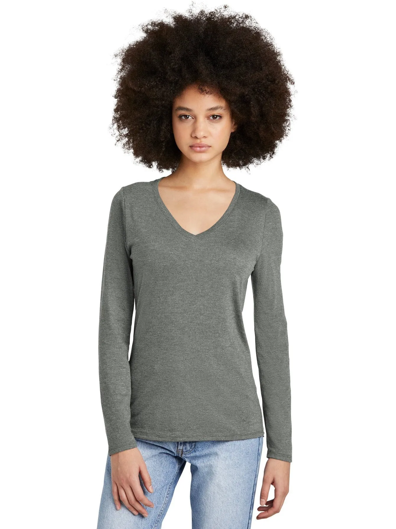 District Ladies Perfect Tri Long Sleeve V-Neck Tee