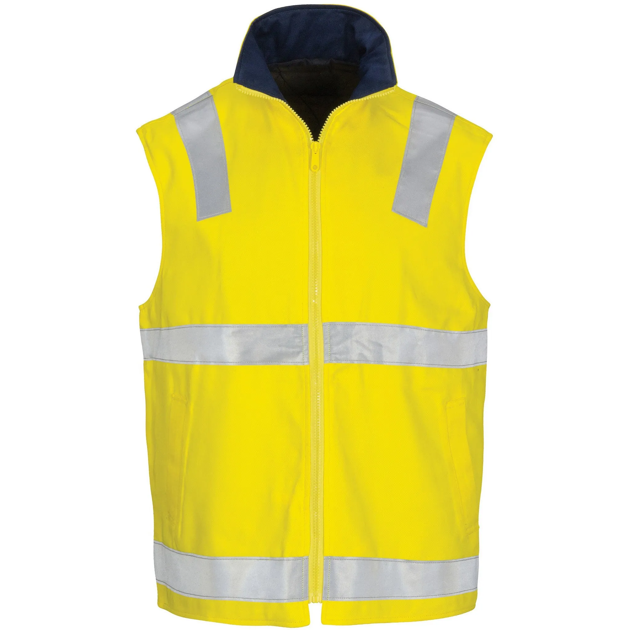 DNC Hi Vis Cotton Drill Reversible Vest With Generic R/Tape (3765)