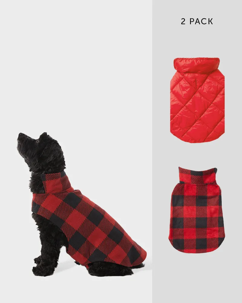 DOGGIE 2 PACK FLEECE/QUILTED VESTS