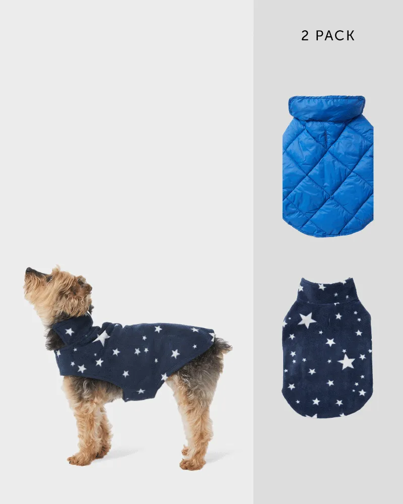 DOGGIE 2 PACK FLEECE/QUILTED VESTS