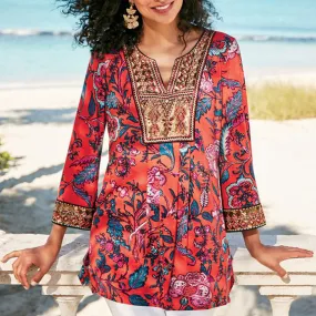 Fashion casual printed V-neck loose top