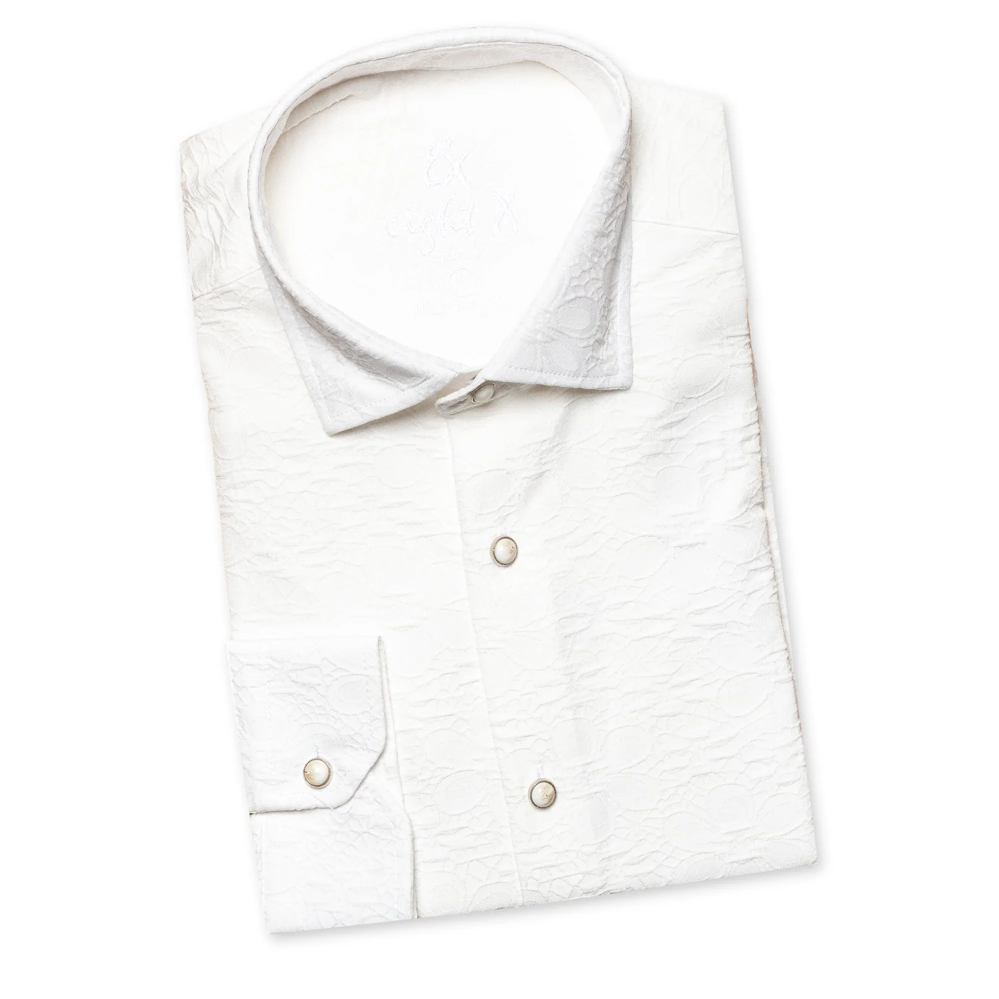 Floral Jacquard Special Edition Button Down Shirt - White