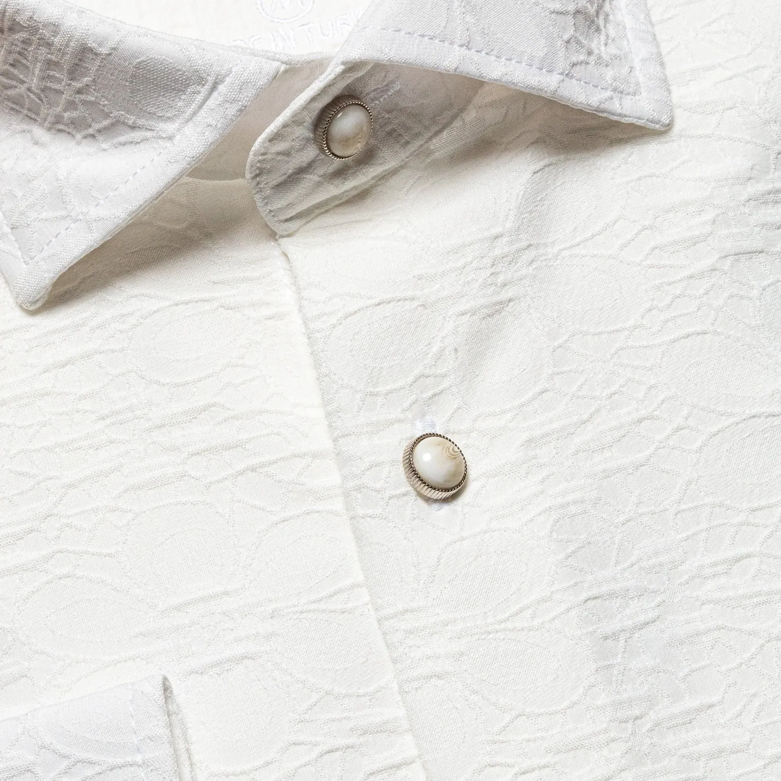 Floral Jacquard Special Edition Button Down Shirt - White