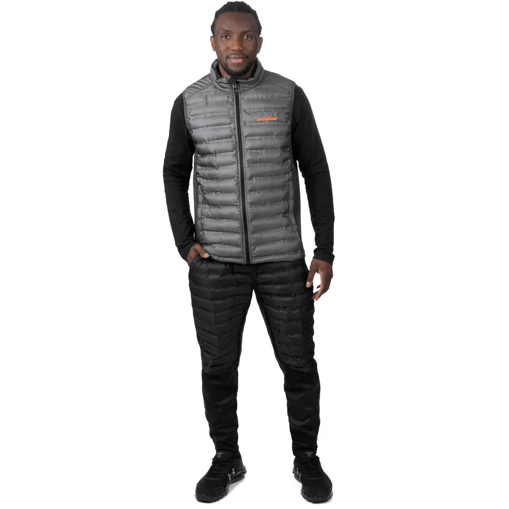 FXR Podium Hybrid Quilted Vest Hoodie Char/Orange Grey