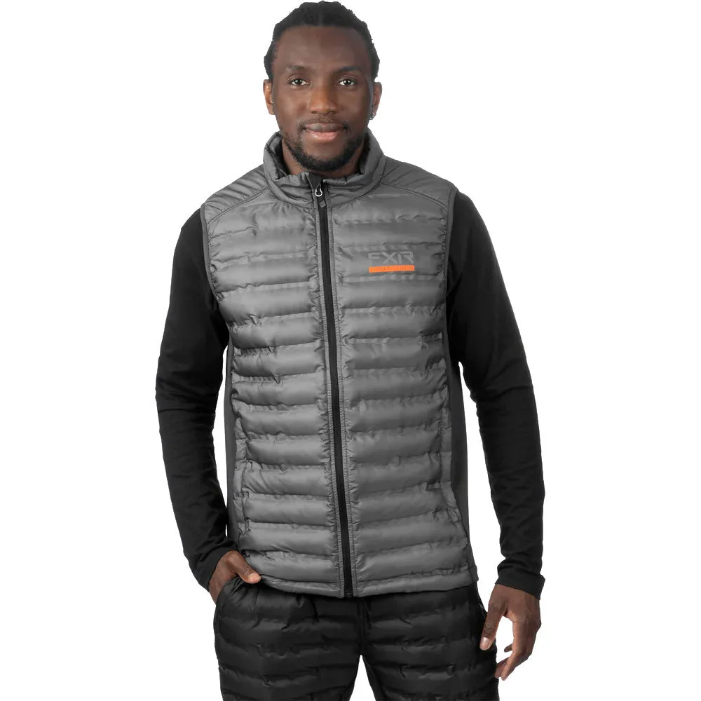 FXR Podium Hybrid Quilted Vest Hoodie Char/Orange Grey