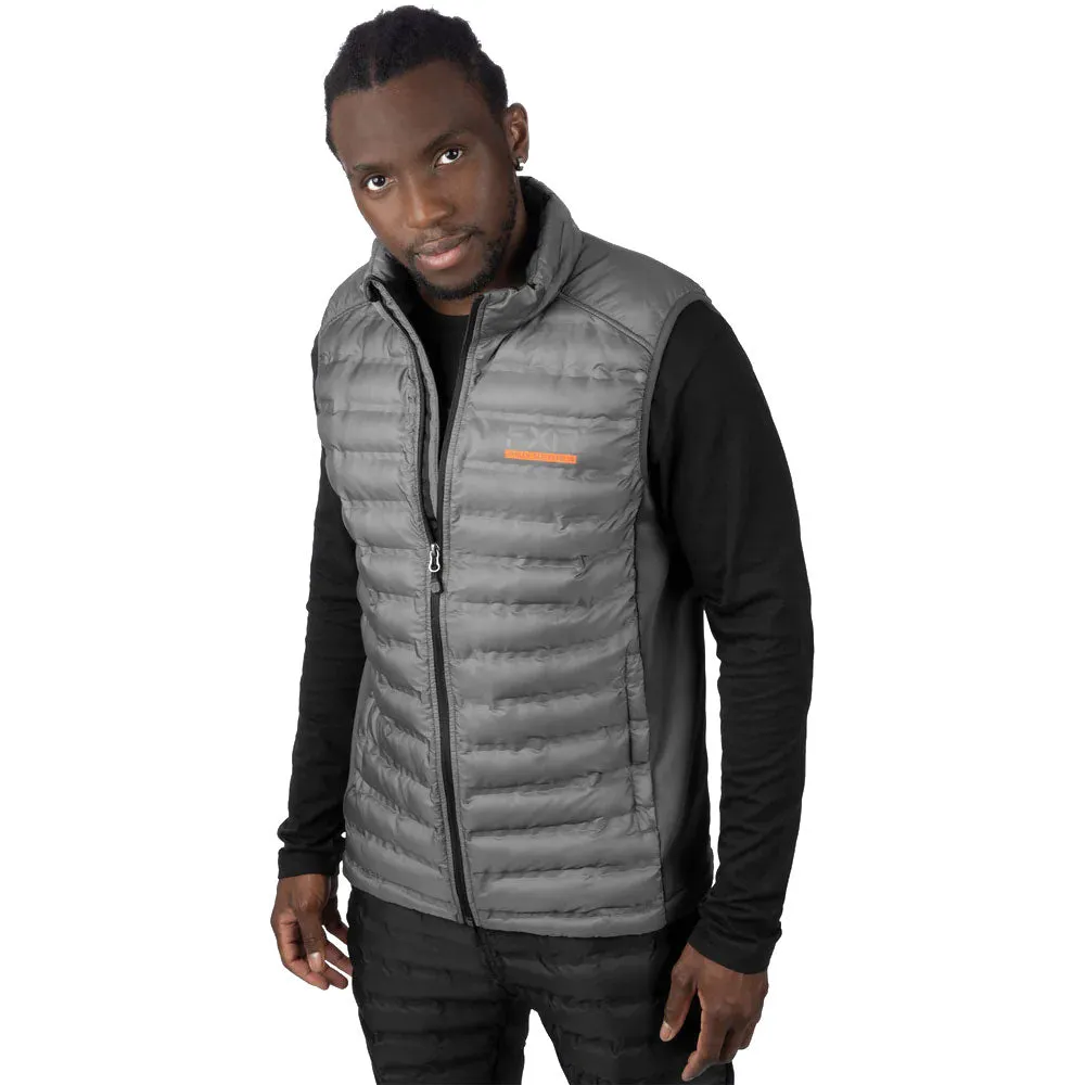 FXR Podium Hybrid Quilted Vest Hoodie Char/Orange Grey