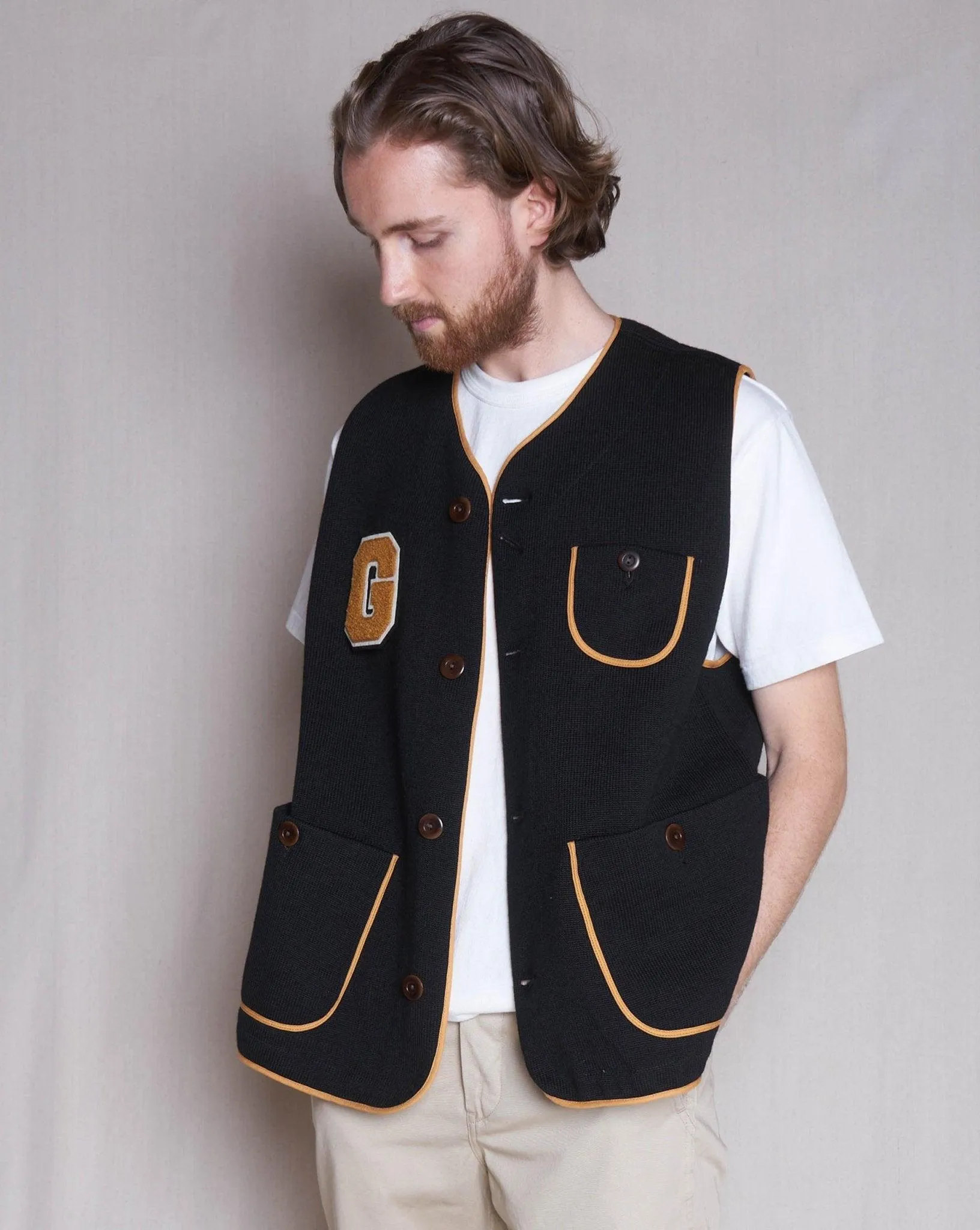 Godspeed x Dehen 1920 'Five Year' Knit Utility Vest - Black / Gold